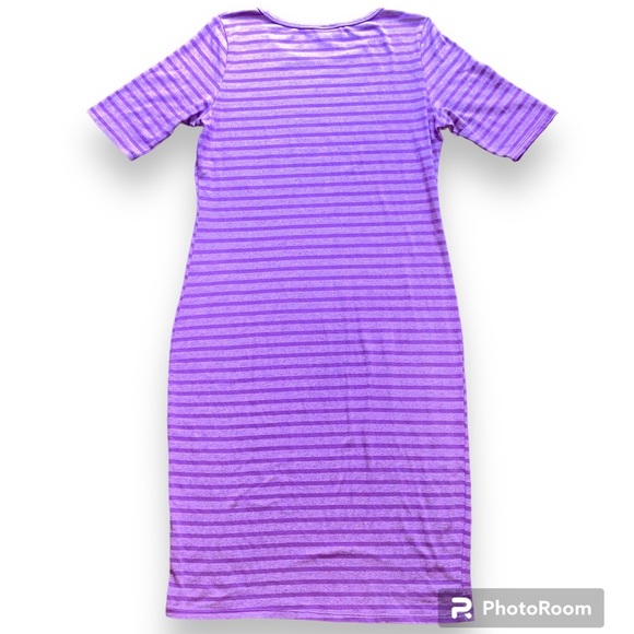 LulaRoe Julia Cotton Blend Large Purple Striped dress - Picture 3 of 5